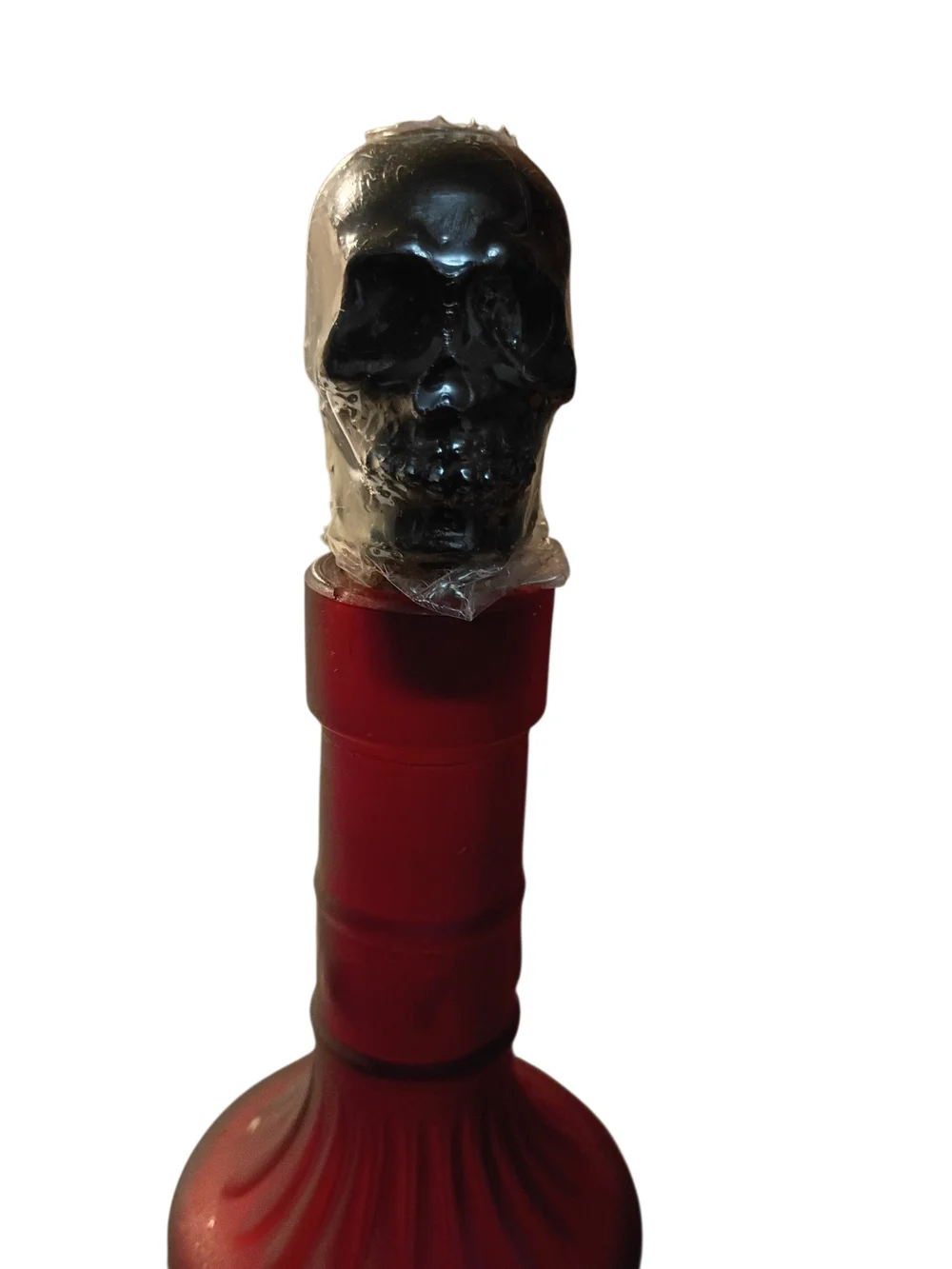 Halloween Spider Web Extract Skull Bottle Red Glass Collectible Wine Bottle
